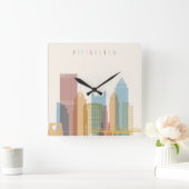 Pittsburgh, Pennsylvania | City Skyline Quadratische Wanduhr (Zuhause)