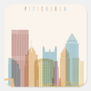 Pittsburgh, Pennsylvania   City Skyline Quadratischer Aufkleber