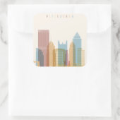 Pittsburgh, Pennsylvania | City Skyline Quadratischer Aufkleber (Tasche)