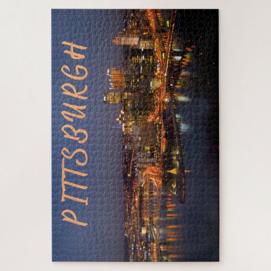 Pittsburgh, Pennsylvania Downtown Night Time River Puzzle (Vertikal)