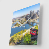 Pittsburgh Pennsylvania Duquesne Incline Quadratische Wanduhr (Winkel)