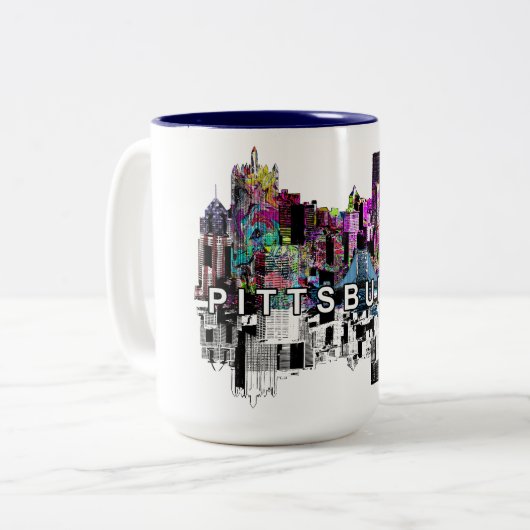 Pittsburgh, Pennsylvania in Graffiti Zweifarbige Tasse (Vorderseite Links)
