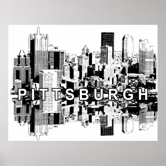Pittsburgh, Pennsylvania in Schwarz und Weiß Poster (Vorne)