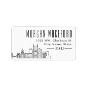 Pittsburgh, Pennsylvania Moderner Deko Skyline Lar Adressaufkleber (Vorne)