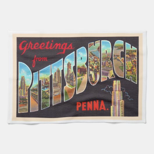 Pittsburgh Pennsylvania PA Large Letter Postcard Geschirrtuch (Horizontal)