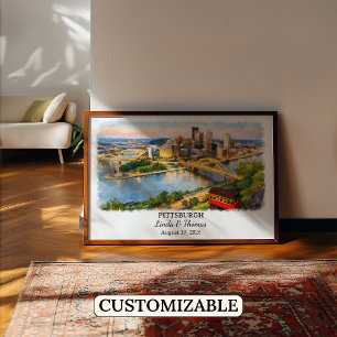 Pittsburgh Pennsylvania Poster, Aquarell, Maßgesch Poster