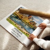 Pittsburgh Pennsylvania Poster, Aquarell, Maßgesch Poster