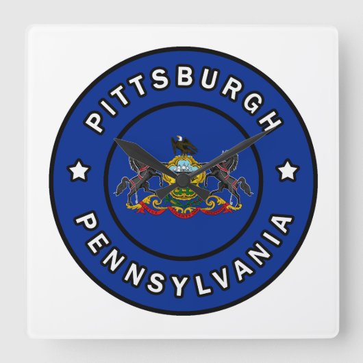 Pittsburgh Pennsylvania Quadratische Wanduhr (Vorderseite)