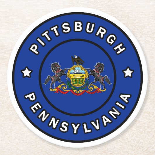 Pittsburgh Pennsylvania Runder Pappuntersetzer (Vorderseite)