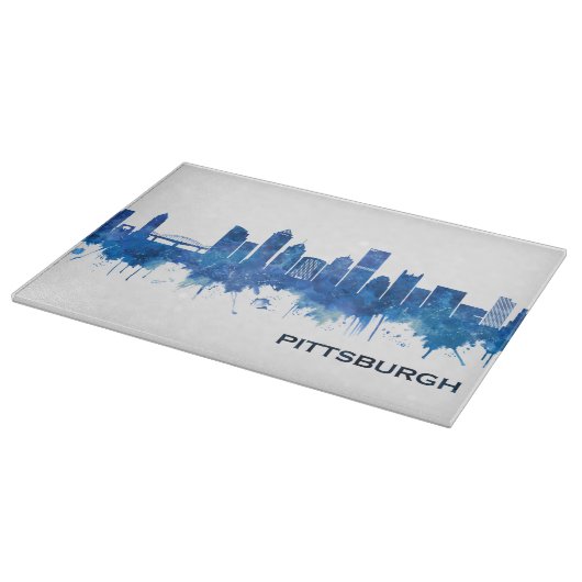 Pittsburgh Pennsylvania Skyline Blue Schneidebrett (Ecke)