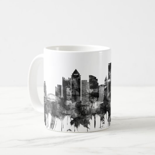 Pittsburgh Pennsylvania Skyline BW Kaffeetasse (Vorderseite Links)