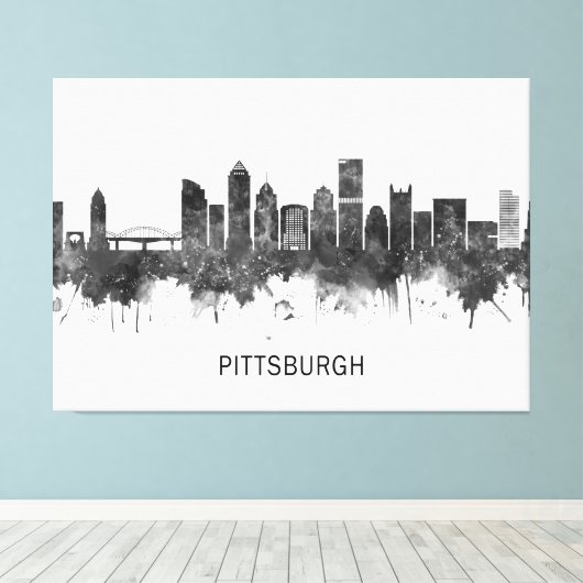Pittsburgh Pennsylvania Skyline BW Leinwanddruck (Insitu (Holzboden))