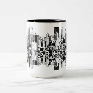 Pittsburgh, Pennsylvania Skyline in schwarz Zweifarbige Tasse
