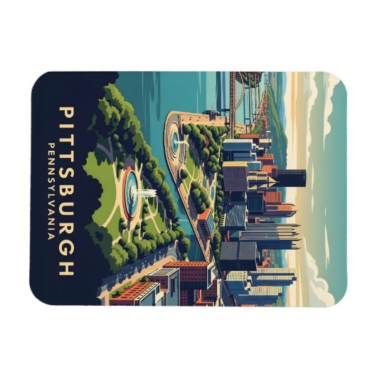 Pittsburgh, Pennsylvania Skyline Magnet (Horizontal)