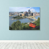 Pittsburgh Pennsylvania Skyline mit Incline Leinwanddruck (Insitu (Holzboden))