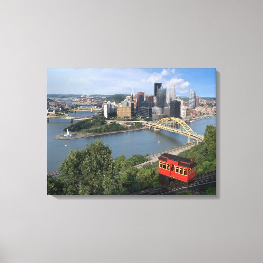 Pittsburgh Pennsylvania Skyline mit Incline Leinwanddruck (Vorderseite)