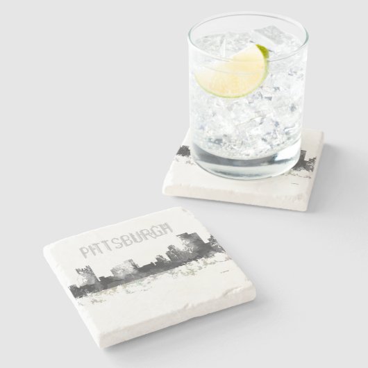 PITTSBURGH PENNSYLVANIA SKYLINE - SteinUntersetzer (Seitenansicht)
