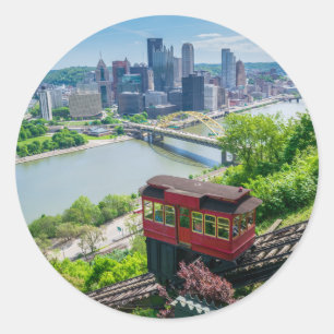 Pittsburgh Pennsylvania Steel City Skyline Incline Runder Aufkleber