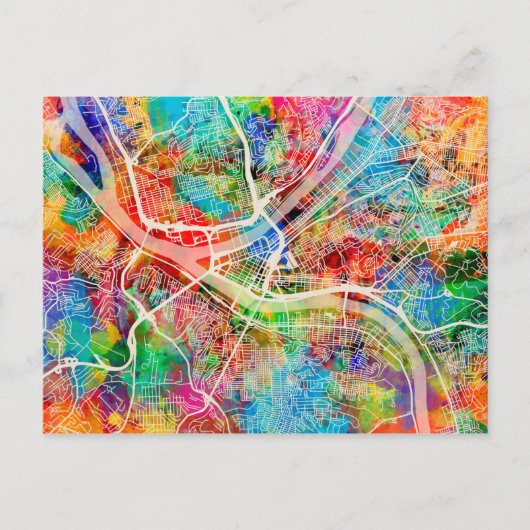 Pittsburgh Pennsylvania Street Karte (Vorderseite)