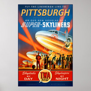 Pittsburgh Pennsylvania Transkontinental & Western Poster
