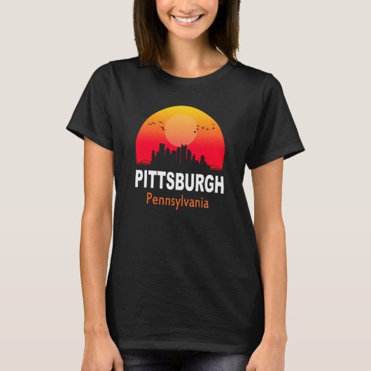Pittsburgh Pennsylvania Vintag Sunset Retro City T-Shirt (Vorderseite)