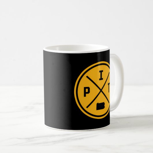 Pittsburgh Pit Circle Patch Gelb Kaffeetasse (VorderseiteRechts)