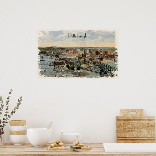 Pittsburgh Point 1931 Canvas Print Poster (Küche)