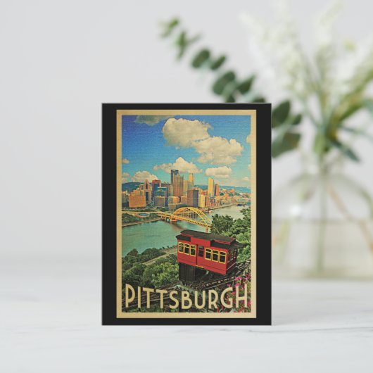 Pittsburgh Postcard Vintag Duquesne Incline Postkarte (Stehend Vorderseite)