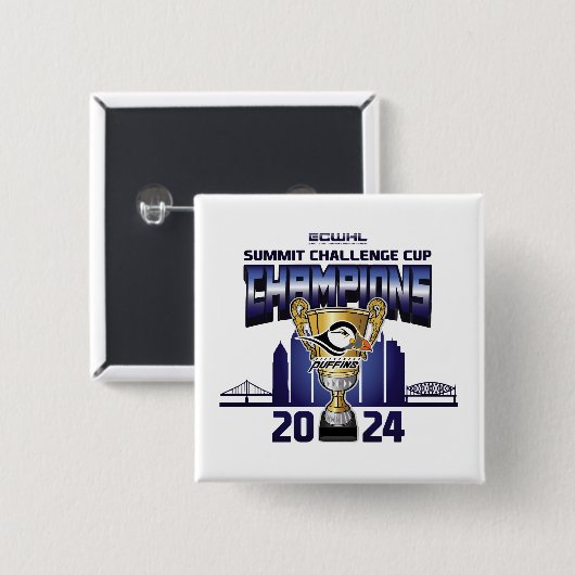 Pittsburgh Puffins Summit Challenge Cup Champions Button (Vorne & Hinten)