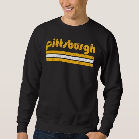 Pittsburgh Retro Vintage 3 Stripes Weathered Throw Sweatshirt (Vorderseite)