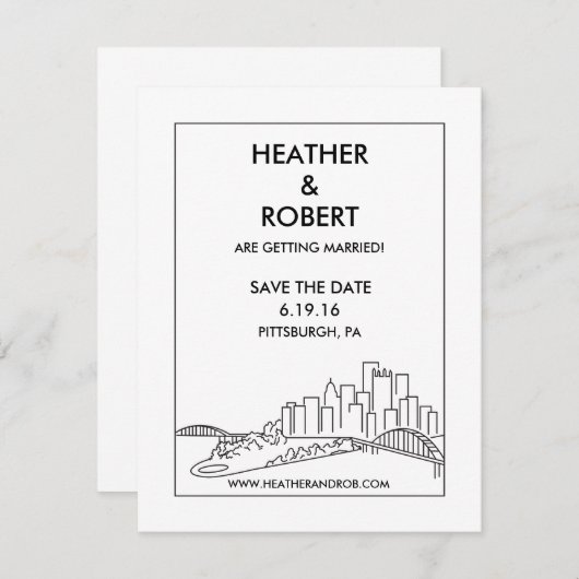 Pittsburgh Save the Date - Skyline (schwarz) (Vorne/Hinten)