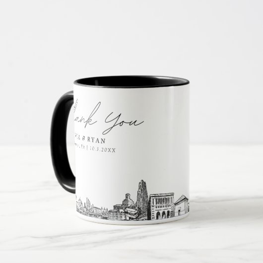 Pittsburgh Sketch Einfache Tasse für Hochzeitscoff (Vorderseite Links)