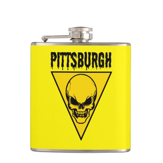 Pittsburgh Skull Flask Gelb Flachmann (Vorderseite)