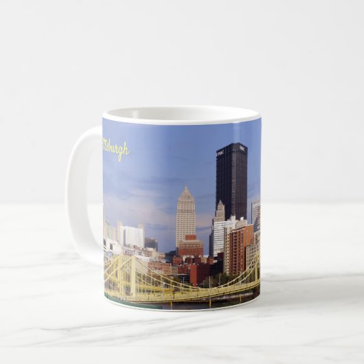 Pittsburgh-Skyline Allegheny Fluss Clemente Brücke Kaffeetasse (Vorderseite Links)