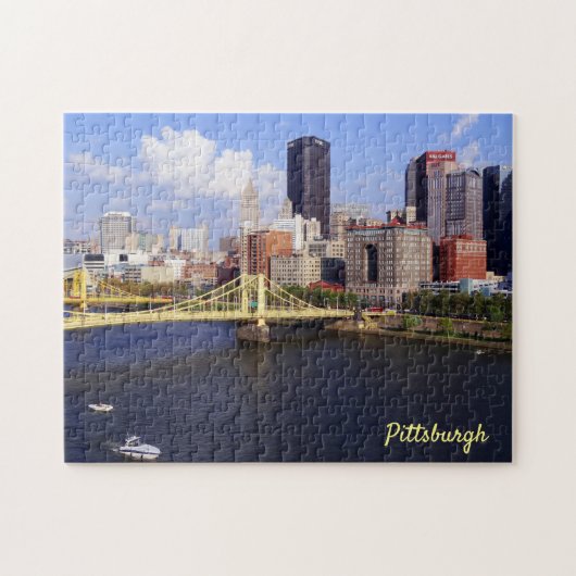 Pittsburgh-Skyline Allegheny Fluss Clemente Brücke Puzzle (Horizontal)