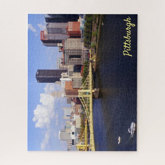 Pittsburgh-Skyline Allegheny Fluss Clemente Brücke Puzzle (Vertikal)