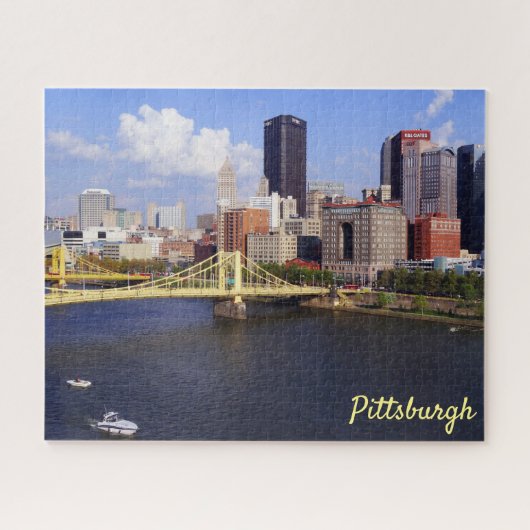 Pittsburgh-Skyline Allegheny Fluss Clemente Brücke Puzzle (Horizontal)