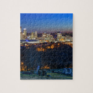 Pittsburgh-Skyline am Sonnenuntergang Puzzle