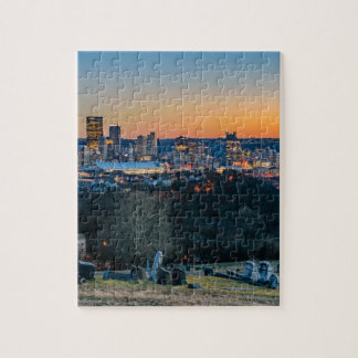 Pittsburgh-Skyline am Sonnenuntergang Puzzle
