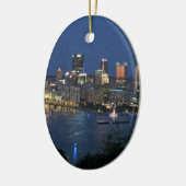Pittsburgh-Skyline an der Dämmerung Keramik Ornament (Links)