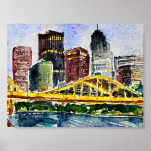 Pittsburgh Skyline Aquarellbilder Poster