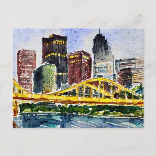 Pittsburgh Skyline Aquarellbilder Postkarte (Vorderseite)