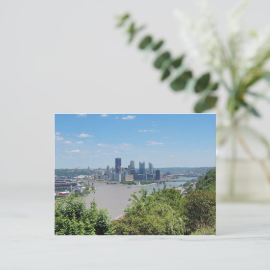 Pittsburgh Skyline aus West End Postkarte (Stehend Vorderseite)