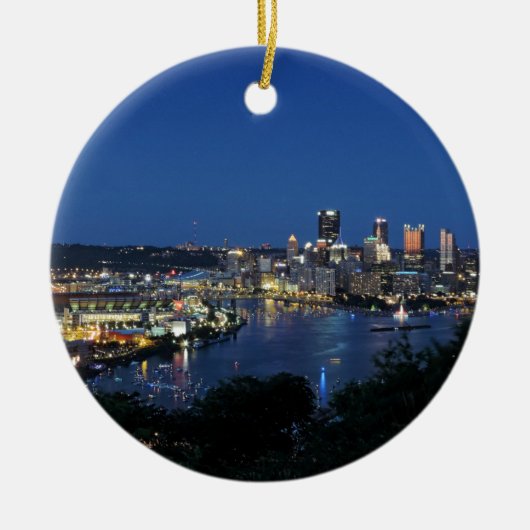 Pittsburgh Skyline bei Dusk Keramikornament (Vorne)