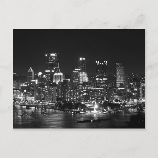 Pittsburgh Skyline bei Nacht Postkarte (Vorderseite)