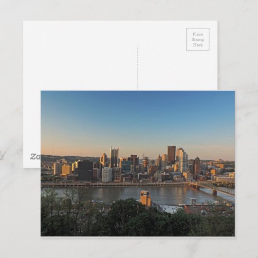 Pittsburgh Skyline bei Sunset Postkarte (Vorne/Hinten)