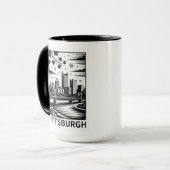 Pittsburgh Skyline Black & White Winter City Tasse (Vorderseite Links)