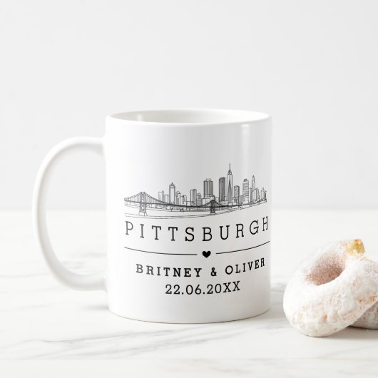 Pittsburgh Skyline - Brautgeschenk Kaffeetasse (Mit Donut)