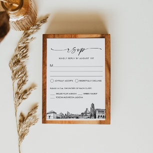 Pittsburgh Skyline City Wedding RSVP Response Card