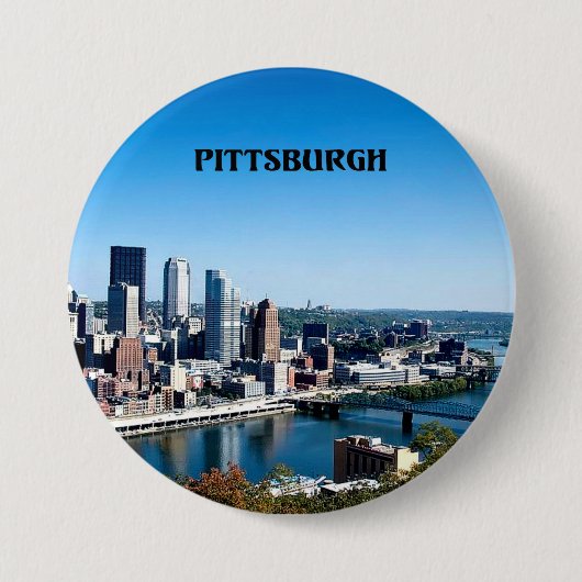 Pittsburgh, Skyline-Foto von Pennsylvania Button (Vorderseite)